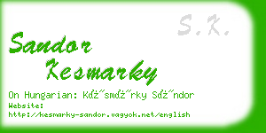 sandor kesmarky business card